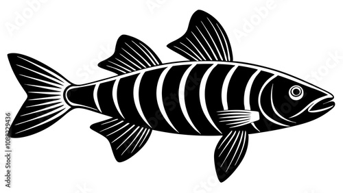 Bonefish vector silhouette black illustration on white background