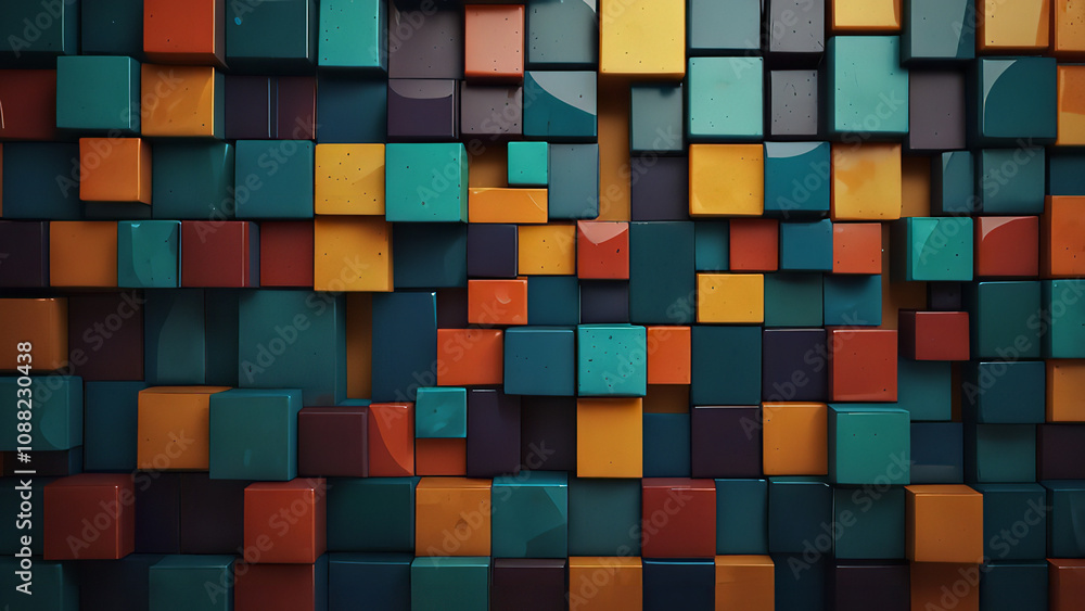 A 3D render of an abstract background with a mosaic pattern. A 3D render of an abstract background with a mosaic pattern.