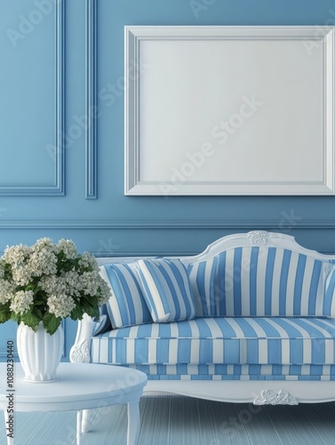 Elegant Blue Room Interior ...