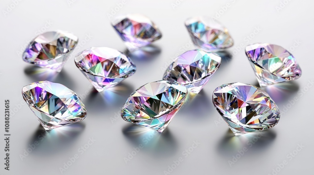Fototapeta premium Sparkling diamonds arranged artfully on a smooth surface