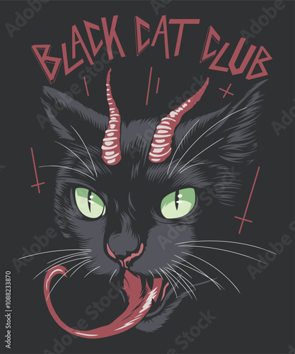 BLACK CAT CLUB VINTAGE CARTOON ILLUSTRATION