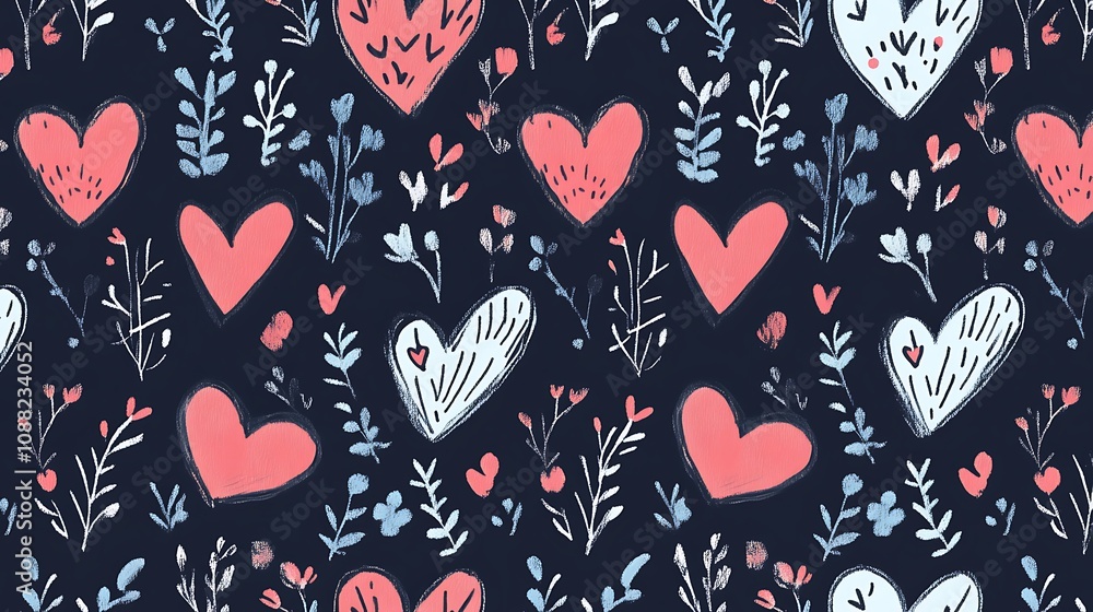 Floral Hearts Pattern Floral Hearts Pattern