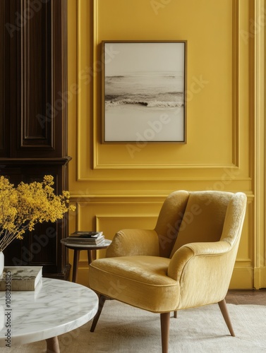 Yellow Armchair in a Stylis...