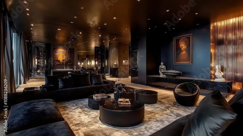 Luxurious Dark Living Room ...