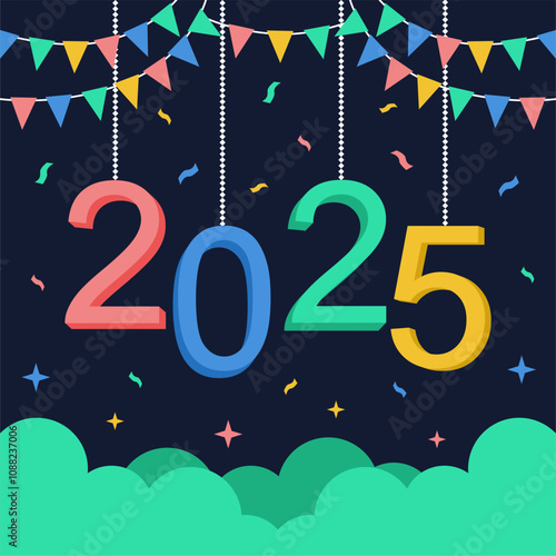 vector happy new year 2025 background template