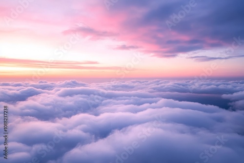 Beautiful Dawn Sky Over Soft Clouds with Vibrant Pink and Purple Hues Reflecting the Early Morning Light in a Serene Atmosphere