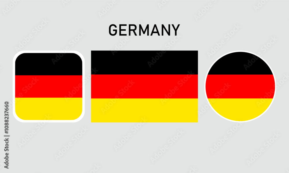 germany flag set of icons. A set of flags in square, rectangular and round shapes. Flag icon. Standard colors. Vector illustration. germany flag set of icons. A set of flags in square, rectangular and round shapes. Flag icon. Standard colors. Vector illustration.