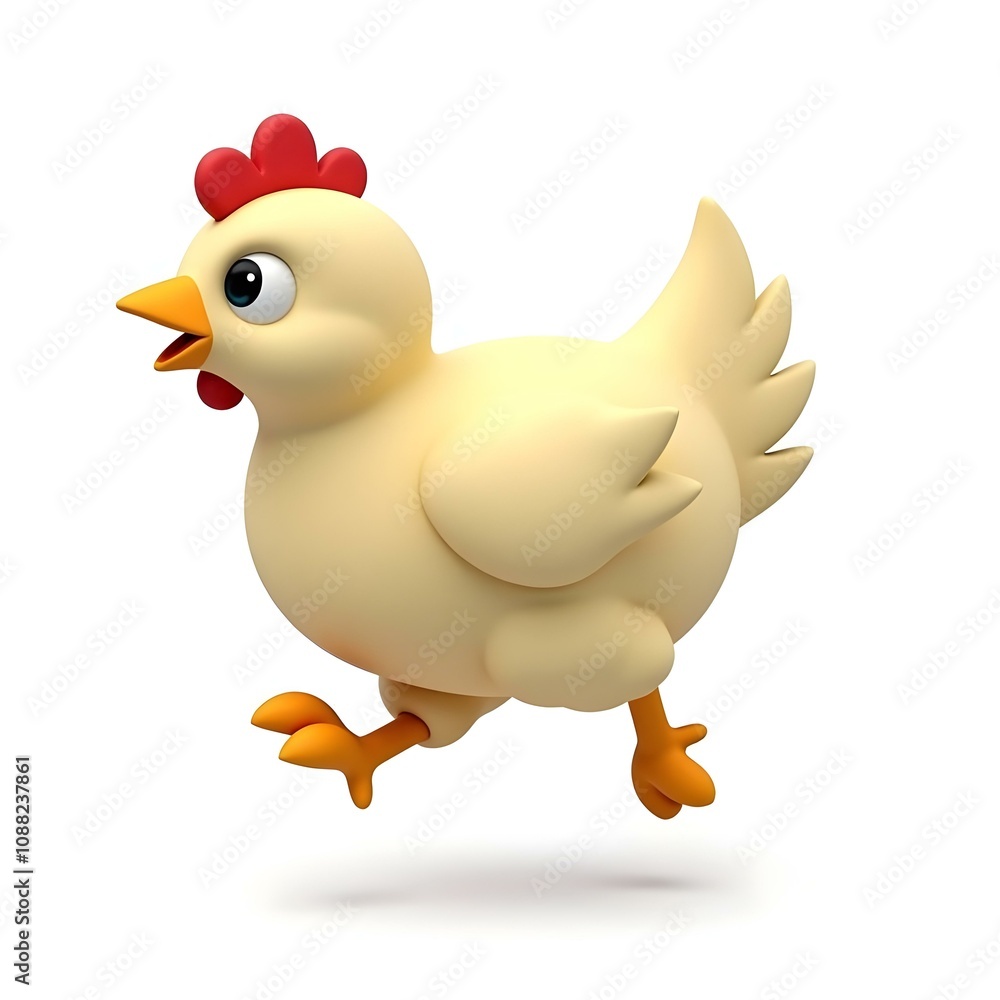 This is a vibrant and playful 3D cartoon illustration of a chicken. It appears well-designed with smooth textures, making it suitable for animation, games, or educational purposes This is a vibrant and playful 3D cartoon illustration of a chicken. It appears well-designed with smooth textures, making it suitable for animation, games, or educational purposes