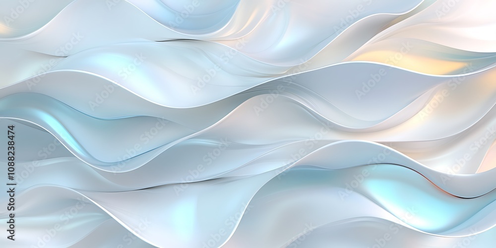 Obraz premium Abstract light blue and white wavy 3D background.