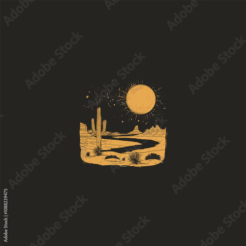 Desert logo design vector t-shirt template illustration
