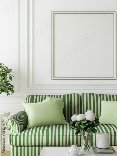 Green Striped Sofa In A Cla...