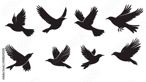 Silhouettes of Birds in Flight