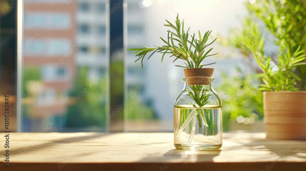 Fresh herb display in modern home indoor plant arrangement natural light aesthetic viewpoint Fresh herb display in modern home indoor plant arrangement natural light aesthetic viewpoint