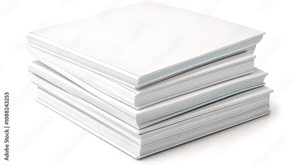 Stack of blank white books or papers isolated on white background. Stack of blank white books or papers isolated on white background.