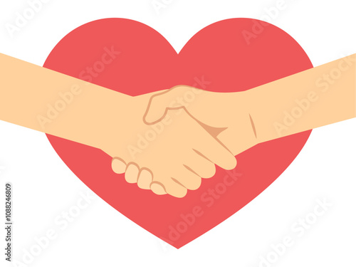 ハートと握手のベクターイラスト