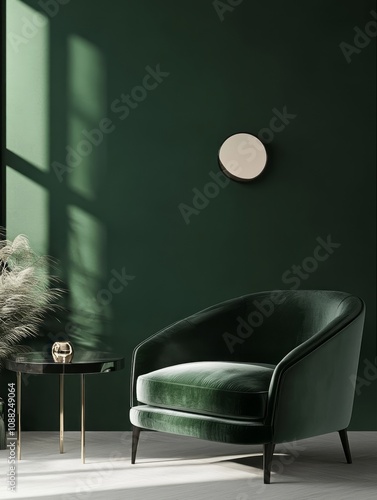 Dark Green Velvet Armchair ...