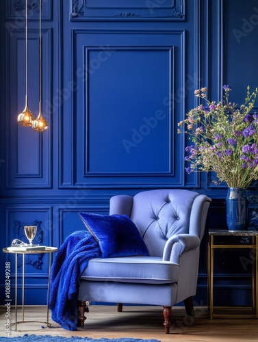 Elegant Blue Room Featuring...
