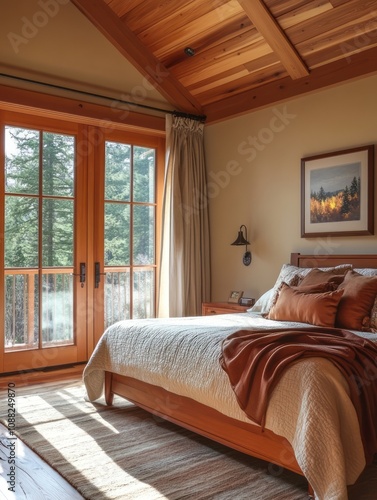 Luxurious Bedroom With Wood...