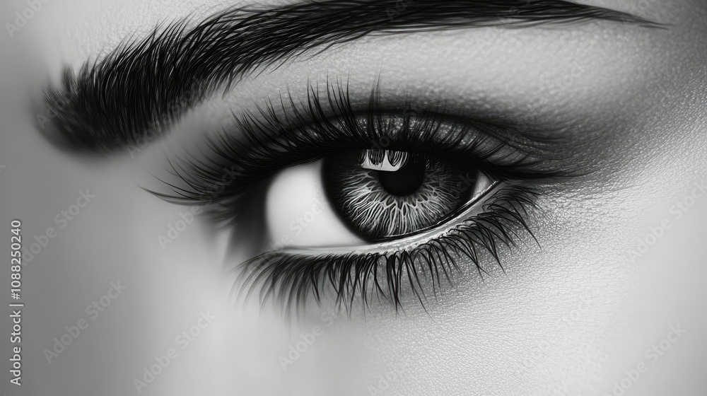 Close-up of a Human Eye with Intricate Details, Capturing the Depth and Beauty of An Iris in Black and White Photography, Focusing on the Natural Texture and Lashes