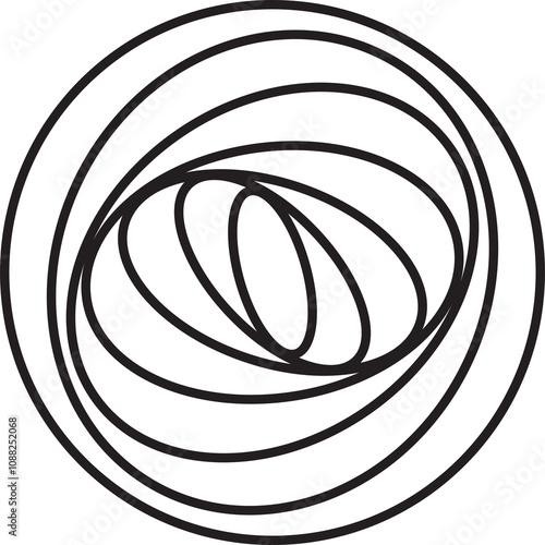 Circle twirl line geometric. Design element for round frame, science, tech, digital photo