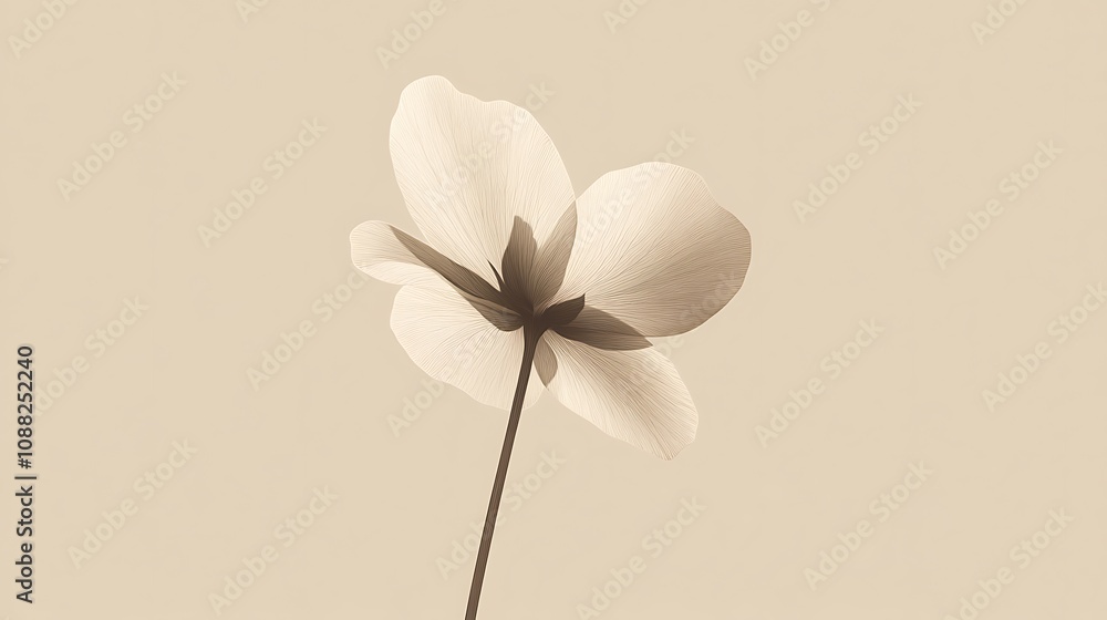 Obraz premium White Flower on Beige Background