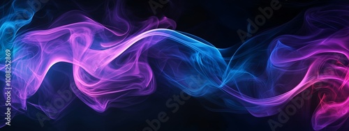 Abstract blue and purple smoke on dark background. Concept of Futuristic and Mystery. photo