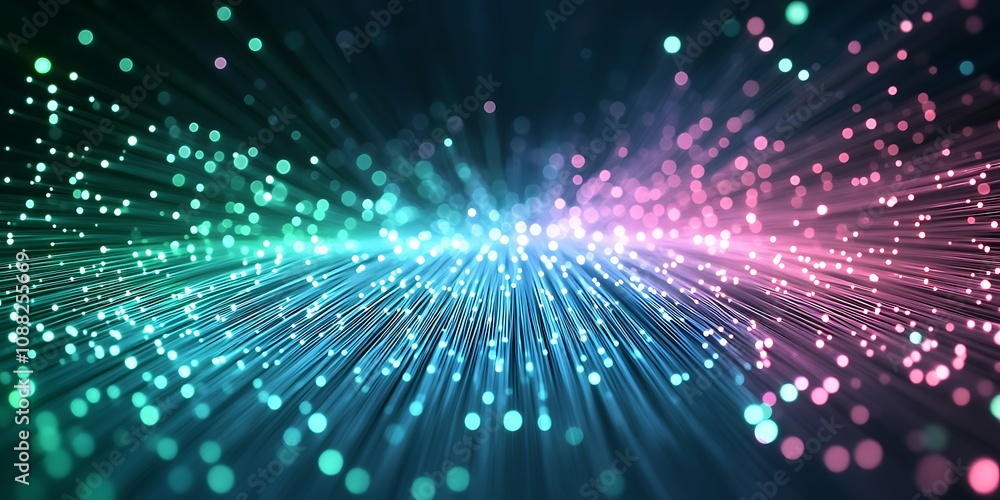 Fototapeta premium Abstract light streaks converging, glowing bokeh effect.