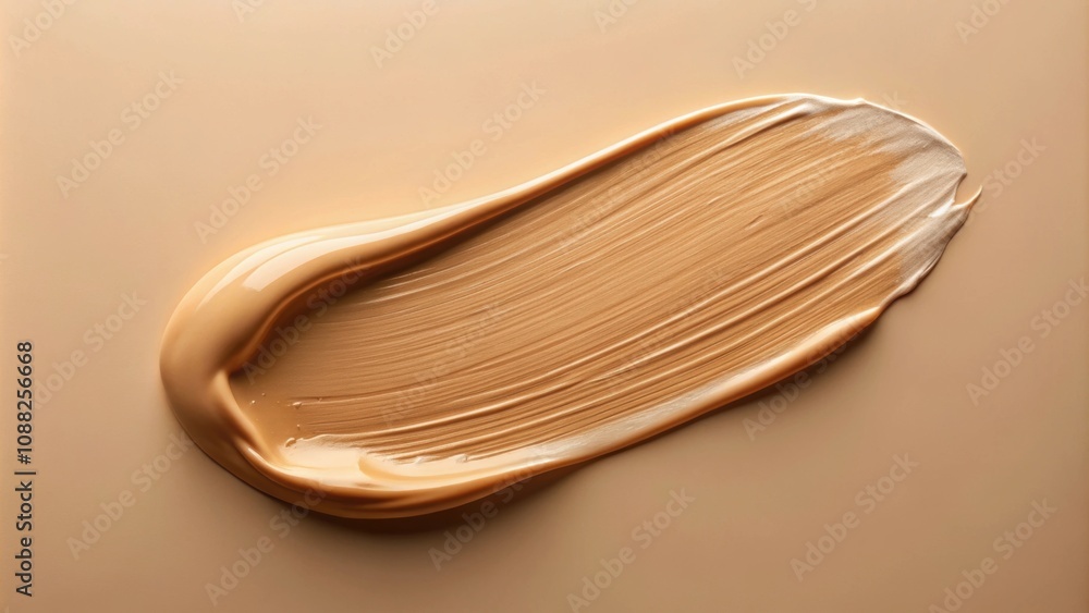 BB cream smear over beige background, close-up of makeup base, skin care, foundation BB cream smear over beige background, close-up of makeup base, skin care, foundation