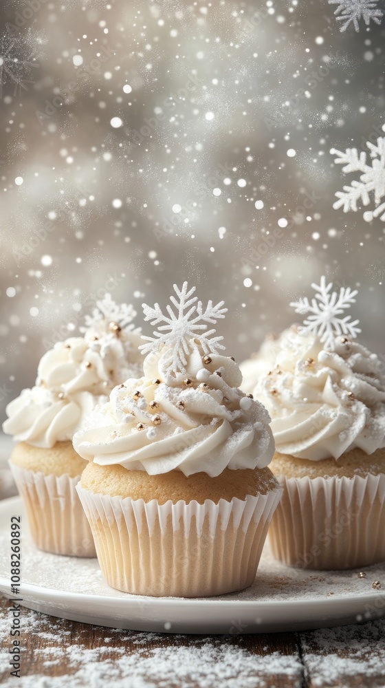 Traditional European Christmas desserts delight the taste buds with their festive appeal. The snowy cupcakes topped with cream evoke warmth and holiday cheer. Traditional European Christmas desserts delight the taste buds with their festive appeal. The snowy cupcakes topped with cream evoke warmth and holiday cheer.
