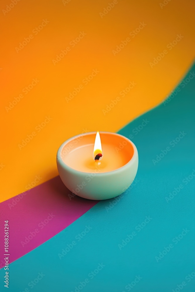 Candle on Colorful Surface Candle on Colorful Surface