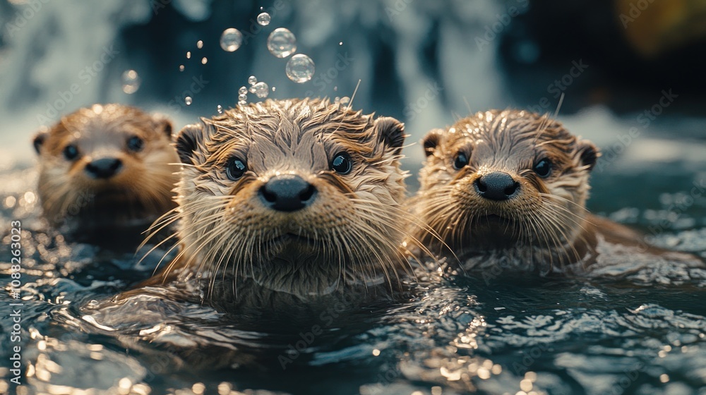 Three Curious Otters