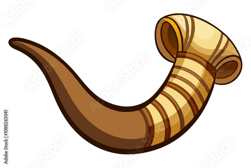 Shofar Ram’s Horn | isolated silhouette vector illustration on white background