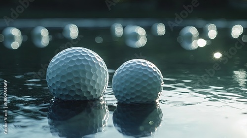 bola golf di tee siap untuk bermain photo