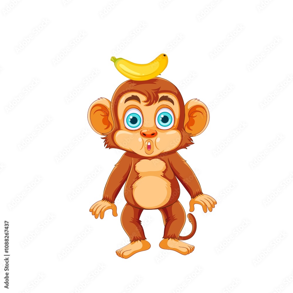 Monkey with banana on the head Monkey with banana on the head