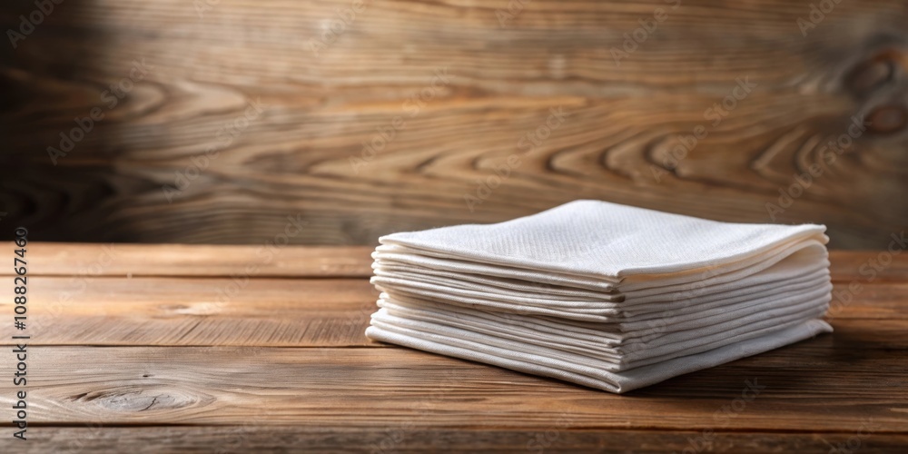 Paper napkin stack mockup on wooden table, mockup, paper napkin, stack, wooden table, restaurant, cafe, dining, disposable, party Paper napkin stack mockup on wooden table, mockup, paper napkin, stack, wooden table, restaurant, cafe, dining, disposable, party