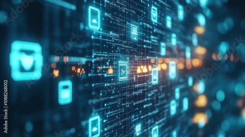 Digital Data Stream: A Visual Representation of Cyber Data Flow and Network Communication