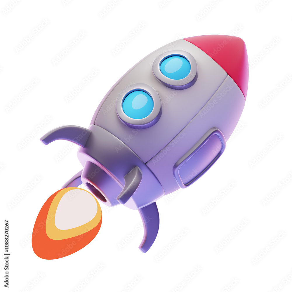 Fototapeta premium rocket launch with booster isolated 3d illustration