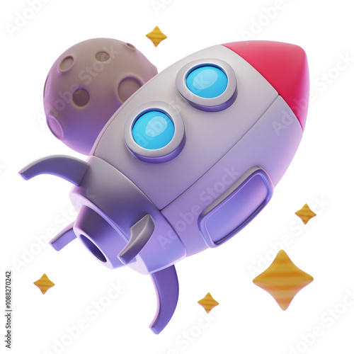 rocket in space isolated 3d illustration