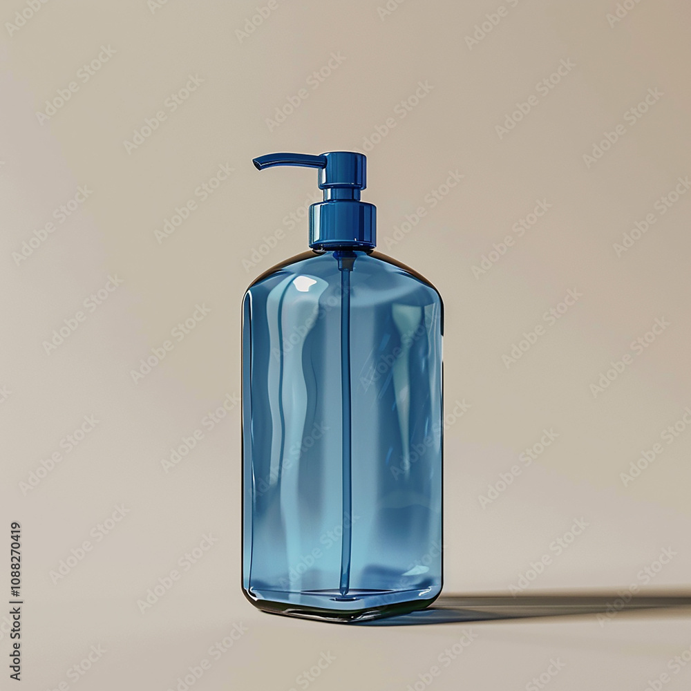 Transparent blue soap dispenser bottle with pump top, sleek design, perfect for modern bathrooms or kitchens, ideal for hand soap or lotion, minimalistic aesthetic. Transparent blue soap dispenser bottle with pump top, sleek design, perfect for modern bathrooms or kitchens, ideal for hand soap or lotion, minimalistic aesthetic.