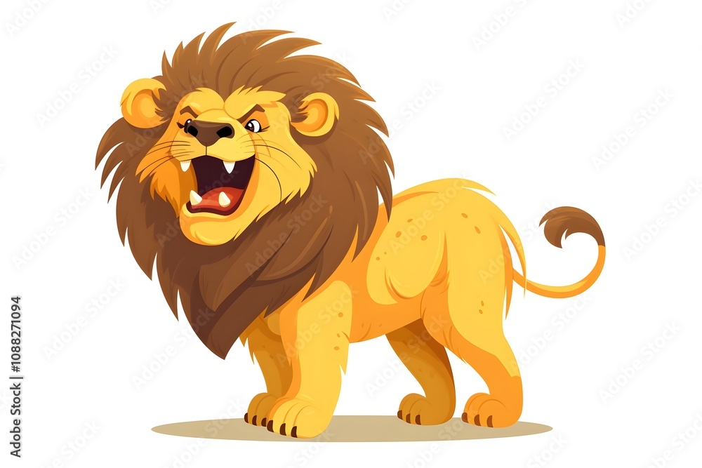 Roaring Cartoon Lion African Wildlife Jungle King Wild Cat Funny Animal Illustration Roaring Cartoon Lion African Wildlife Jungle King Wild Cat Funny Animal Illustration