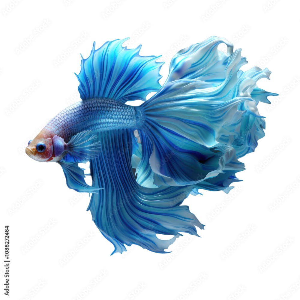 Obraz premium cute 3d cartoon betta fish with funny pose isolated on transparent background