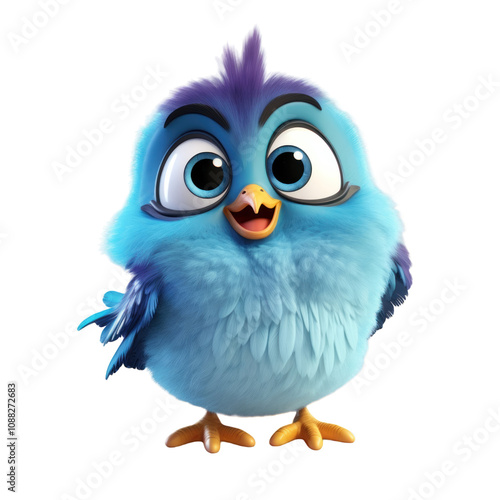 cute 3d cartoon bird with funny pose isolated on transparent background