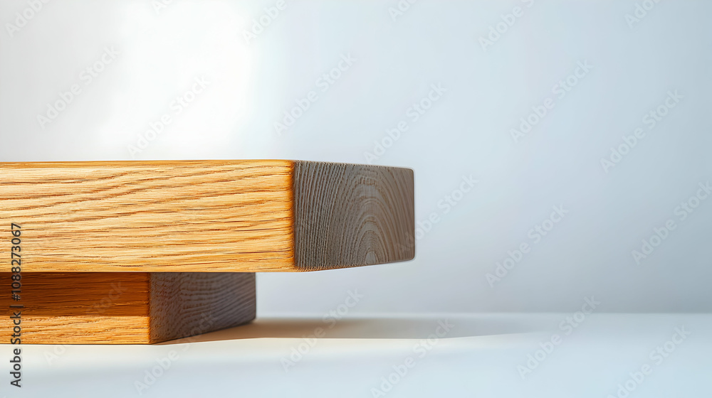 Close-up of a Wooden Platform with Grain Pattern and a White Background Close-up of a Wooden Platform with Grain Pattern and a White Background