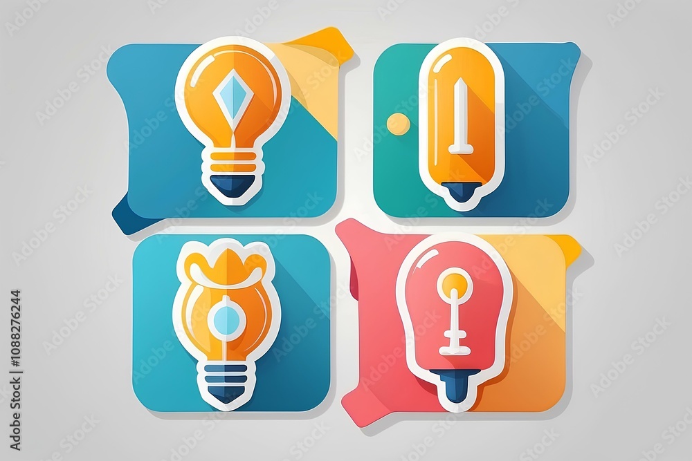 collection of glowing lightbulb illustrations representing ideas, creativity, and innovation collection of glowing lightbulb illustrations representing ideas, creativity, and innovation