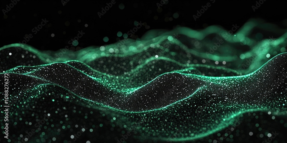 Green wave on black background Green wave on black background
