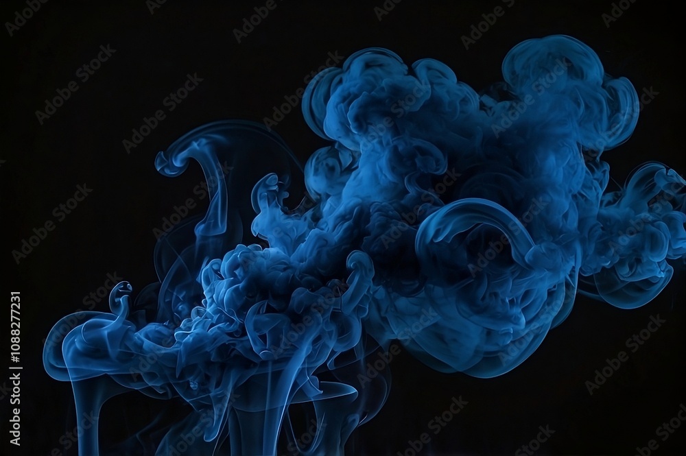 Blue smoke effect with black background Blue smoke effect with black background