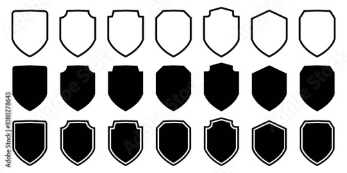 collection of shield icons in vintage style