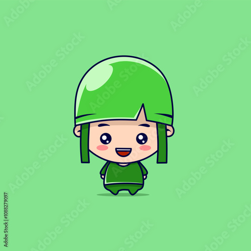 Funny cartoon soldier smiling 