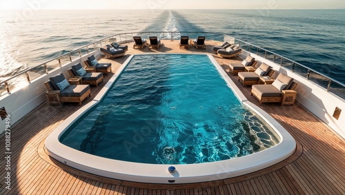 Deck on a Mega Yacht with Infinity Pool 