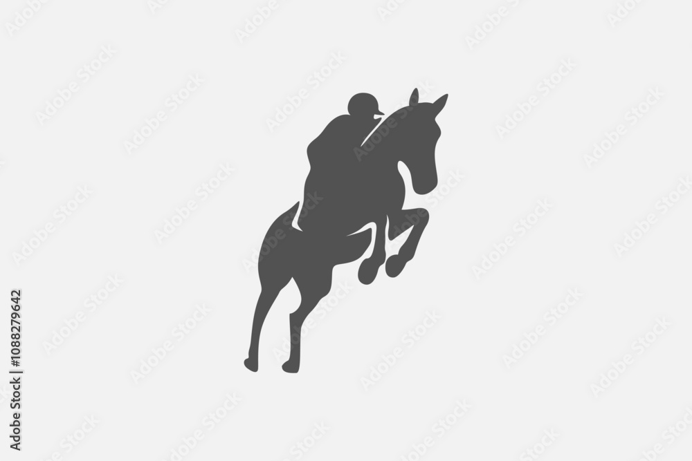 Horse rider race silhouette symbol or logo vector Horse rider race silhouette symbol or logo vector